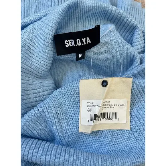 Ser O Ya Galleria Rib Knit Maxi Dress Powder Blue Small -  threedaughtersproperties.com